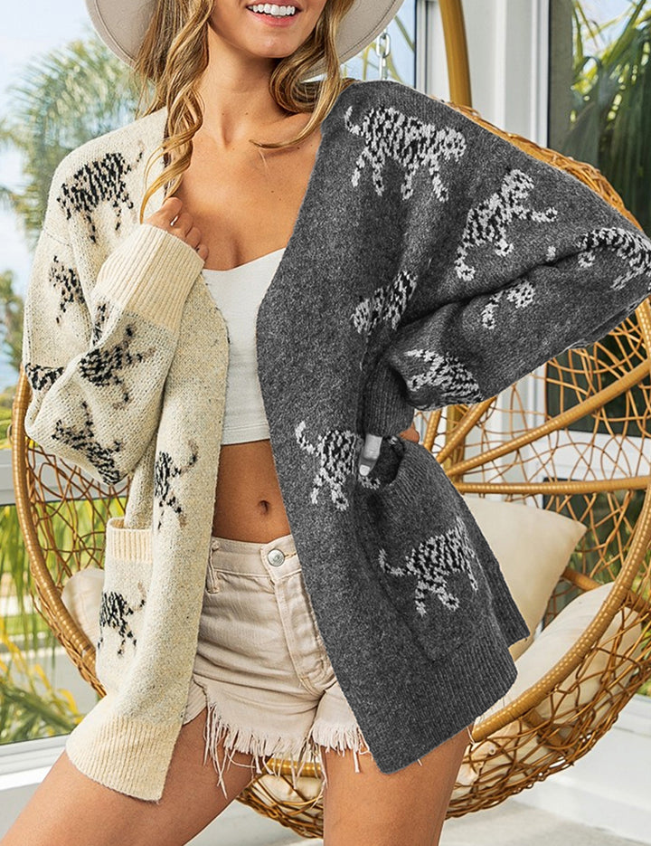 Cream Open Front Cardigan with Pockets | Cardigans Daverri Fashions
