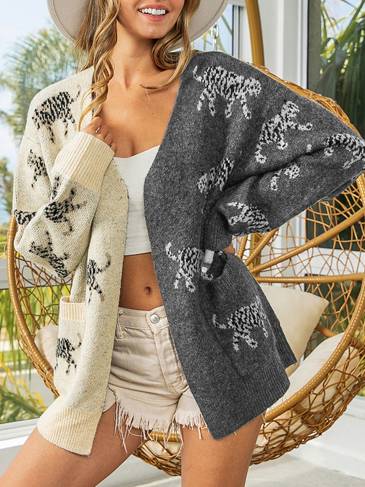 Cream Open Front Cardigan with Pockets | Cardigans Daverri Fashions