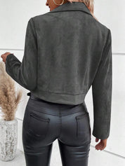 Zip Up Suede Cropped Moto Jacket | Jackets Daverri Fashions
