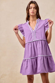 BiBi Gameday Theme Contrast Binding Ruffled Dress | Mini Dresses Daverri Fashions