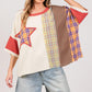 SAGE + FIG Round Neck Plaid Star Patch T-Shirt T-Shirts