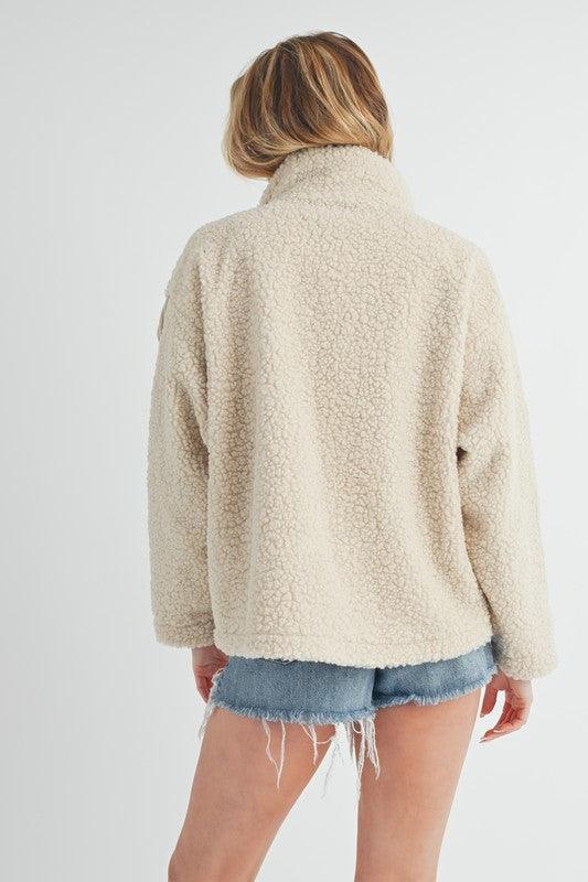 Aemi + Co Turtleneck Sherpa Jacket with Pockets Jackets