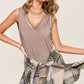 Raw Edge Back Patch V-Neck Tank Top Tank Tops