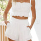 Daverri white ruffled square neck crop top with thin straps