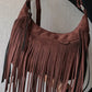 Suede Fringe Adjustable Strap Shoulder Bag - DAVERRI FASHIONS