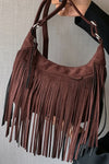 Suede Fringe Adjustable Strap Shoulder Bag - DAVERRI FASHIONS