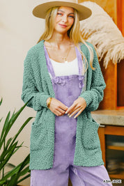 Zenana Long Sleeve Popcorn Sweater Cardigan with Pockets | Sweaters Daverri Fashions