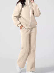 Drop Shoulder Zip Up Jacket and Drawstring Pants Active 2pcs Set | Loungewear Sets Daverri Fashions