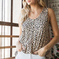 Heimish Full Size Front Button Animal Print Sleeveless Top Plus Size Tops