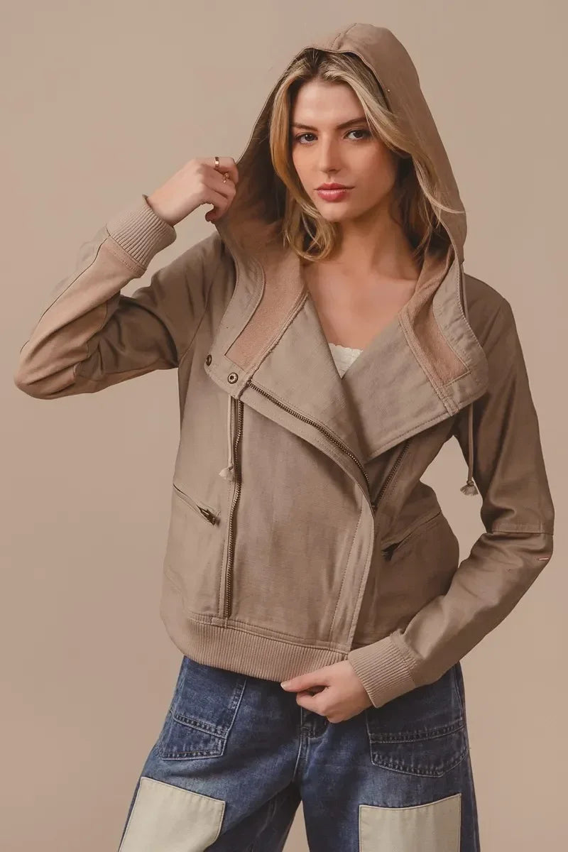 BiBi Textured Woven Rider Jacket - DAVERRI FASHIONS