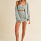 MABLE 3 Pieces Sweater Set with Crop Cami, Mini Skirt, Cardigan Skirt Sets
