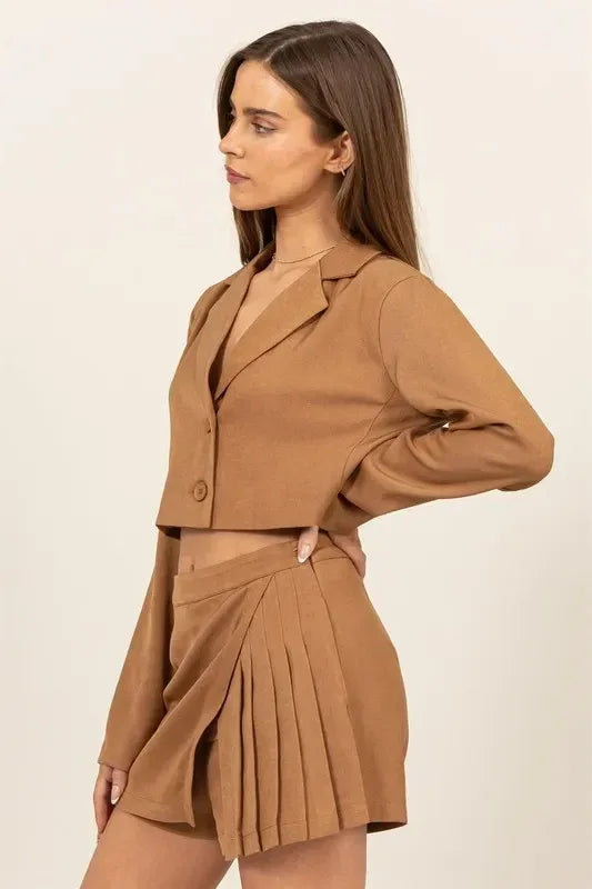 HYFVE Cropped Button-Down Blazer - DAVERRI FASHIONS