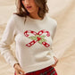 SO ME Christmas Candy Cone Cropped Sweater - DAVERRI FASHIONS