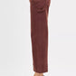 Risen Tummy Control High Rise Crop Wide Burgundy Denim Pants
