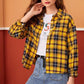 Daverri yellow and black plaid button-down flannel shirt