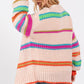 SAGE + FIG Rainbow Striped Open Front Knit Cardigan Cardigans