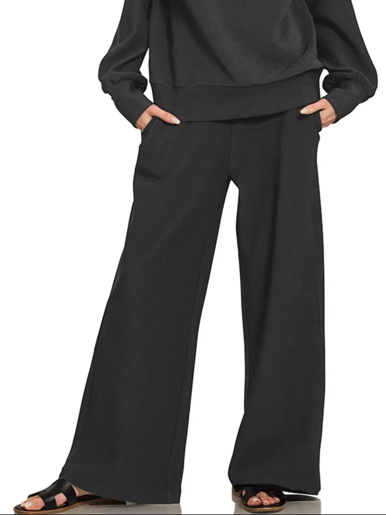 Zenana Ribbed High Neck Half Zip Pullover & Pants Set - DAVERRI FASHIONS