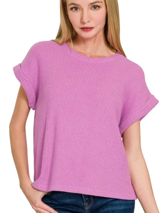 Zenana Rolled Sleeve Top and Pants Sweater Set | Outfit Sets Daverri Fashions