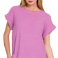 Zenana Rolled Sleeve Top and Pants Sweater Set
