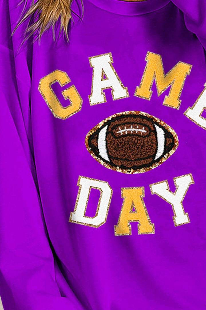BiBi Game Day Letter Patches Sweatshirt Sweaters