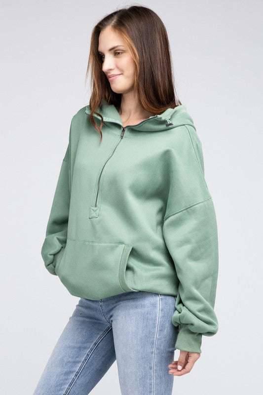 Front Pocket Half Zip Hoodie Hoodies