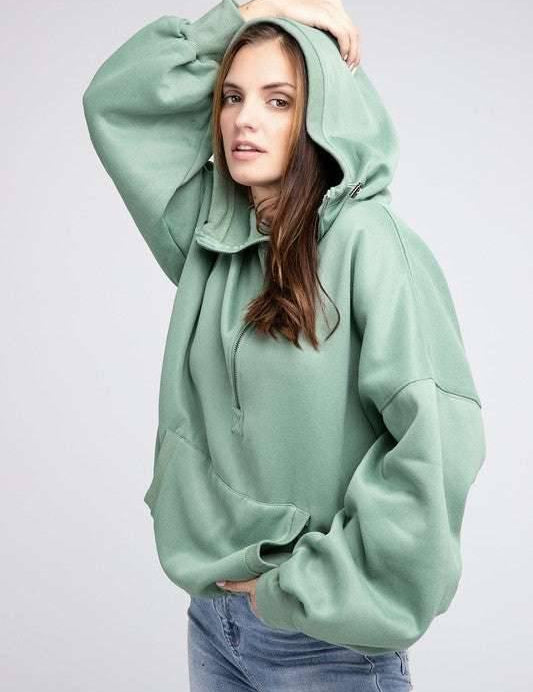 Front Pocket Half Zip Hoodie Hoodies