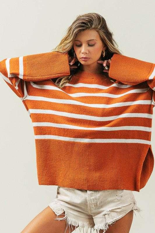 Bibi Ribbed Striped Sweater Sweaters