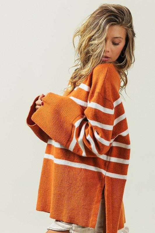 Bibi Ribbed Striped Sweater Sweaters