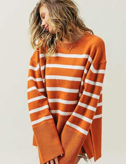 Bibi Ribbed Striped Sweater Sweaters