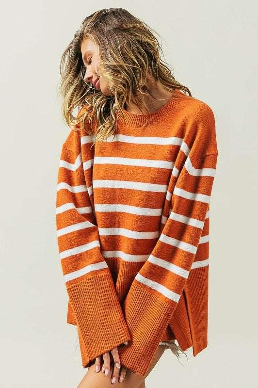 Bibi Ribbed Striped Sweater Sweaters