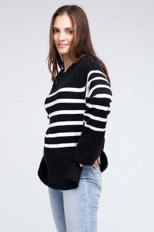 Bibi Ribbed Striped Sweater Sweaters