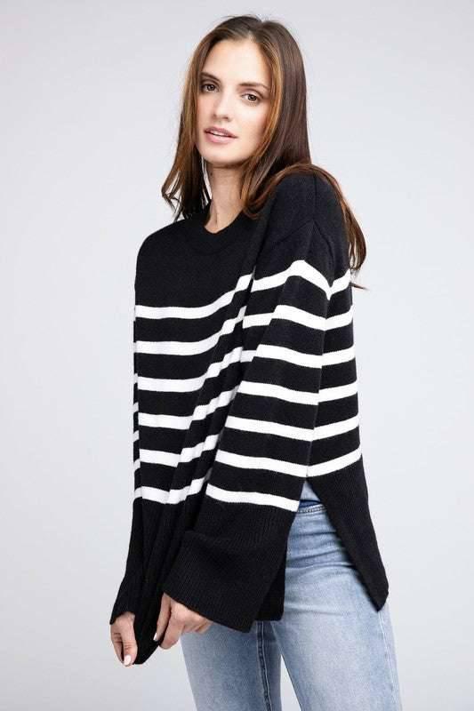 Bibi Ribbed Striped Sweater Sweaters