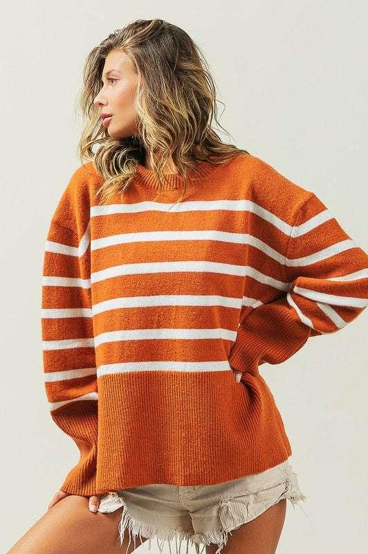 Bibi Ribbed Striped Sweater Sweaters