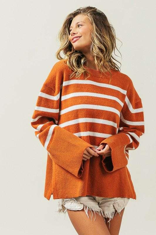 Bibi Ribbed Striped Sweater Sweaters