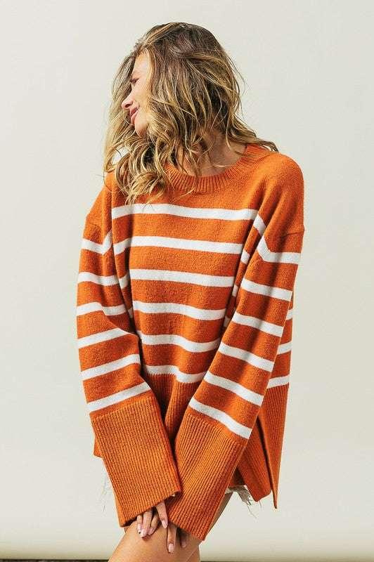 Bibi Ribbed Striped Sweater Sweaters