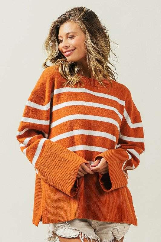 Bibi Ribbed Striped Sweater Sweaters