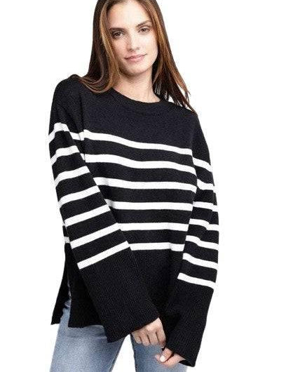 Bibi Ribbed Striped Sweater BLACK Sweaters