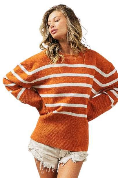 Bibi Ribbed Striped Sweater Sweaters