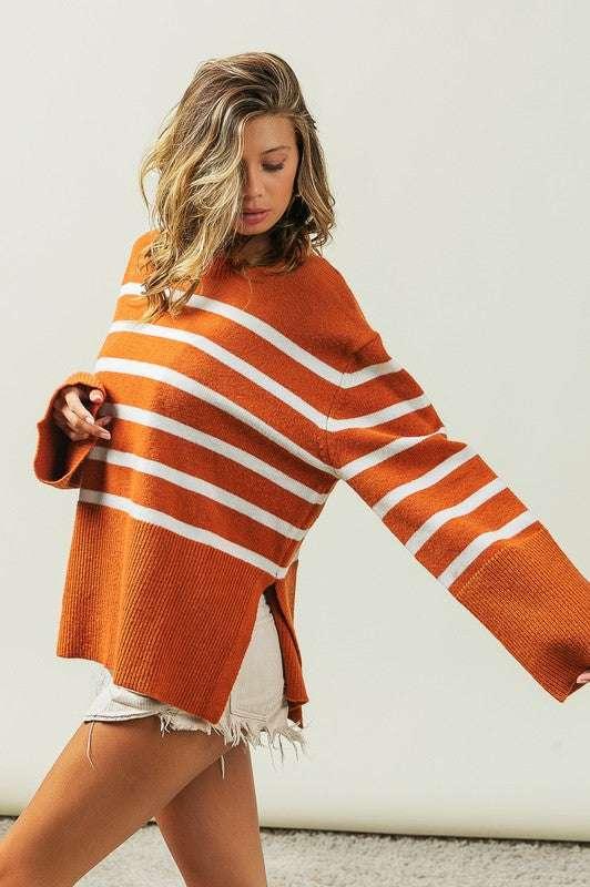 Bibi Ribbed Striped Sweater Sweaters