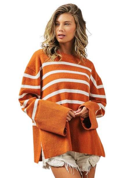 Bibi Ribbed Striped Sweater Sweaters