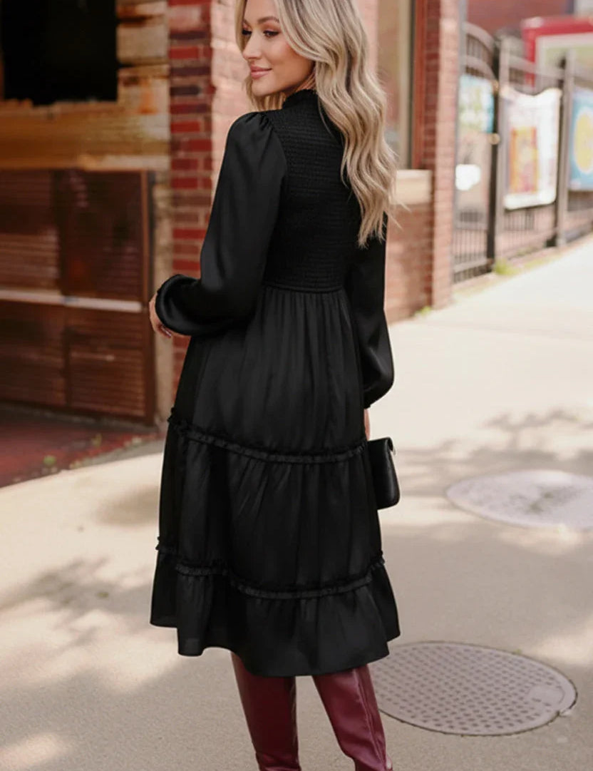 Starlit Elegance Black Tiered Dress | Daverri Fashions