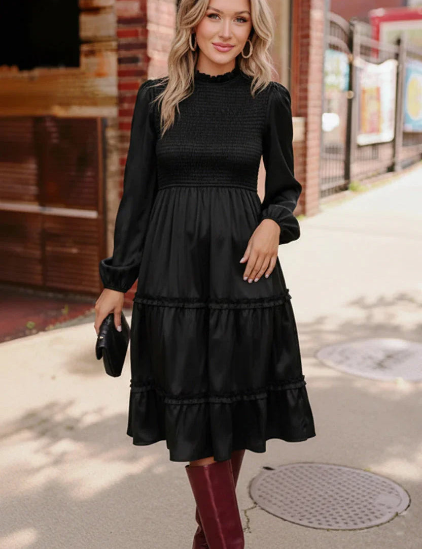 Starlit Elegance Black Tiered Dress | Daverri Fashions