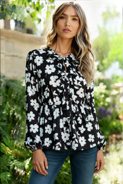 Fleur with Flair Ruffle Sleeve Blouse | Daverri Fashions