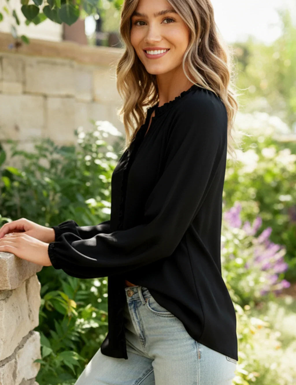 Effortlessly Edgy Button Down Blouse | Daverri Fashions