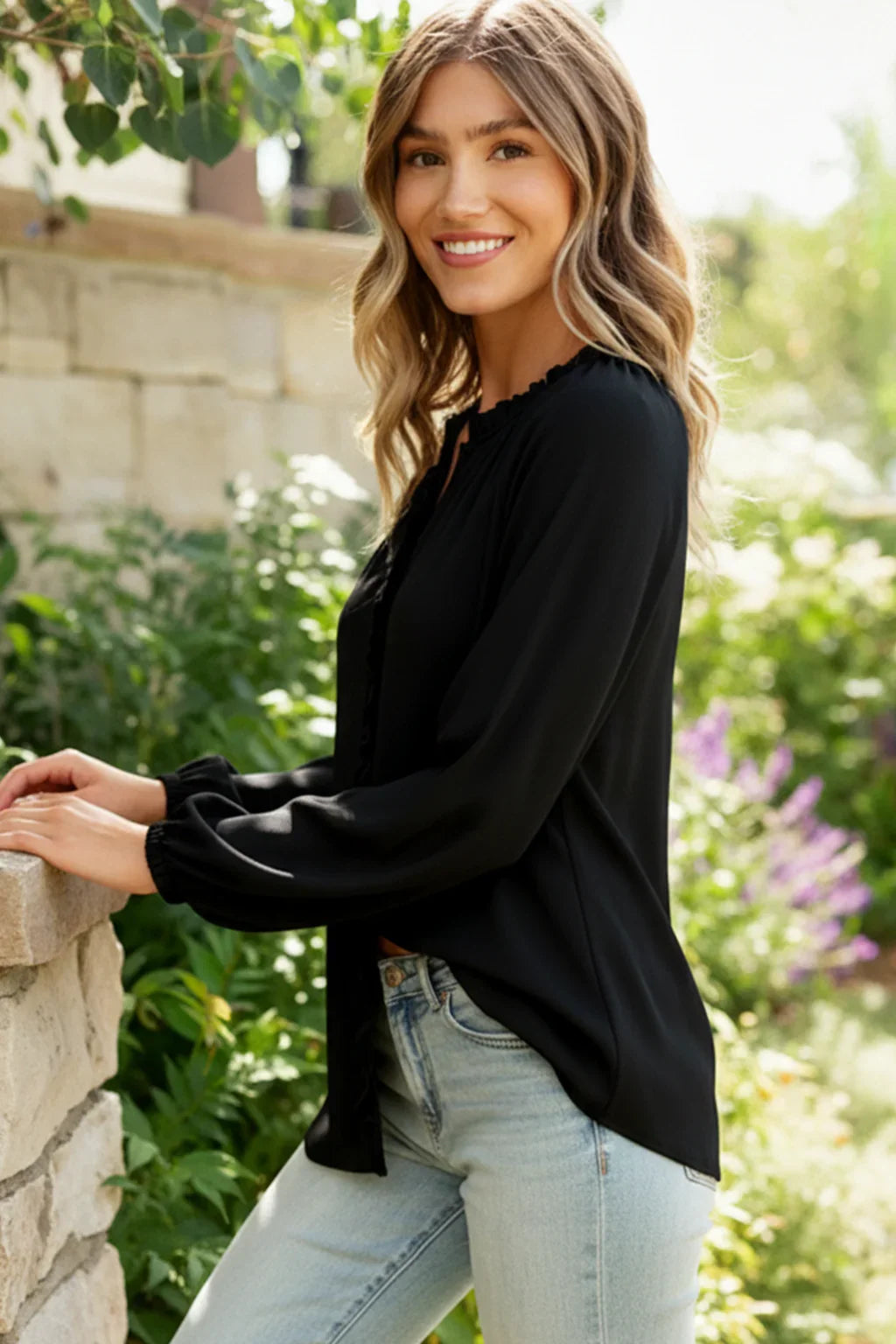 Effortlessly Edgy Button Down Blouse | Daverri Fashions