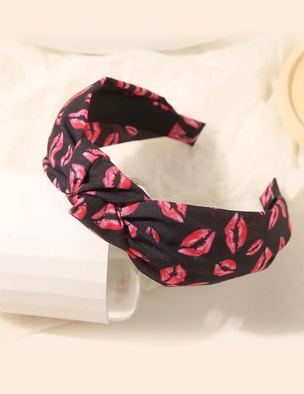 Black & Red Kiss Me Valentine's Top Knot Headband | Daverri Fashions