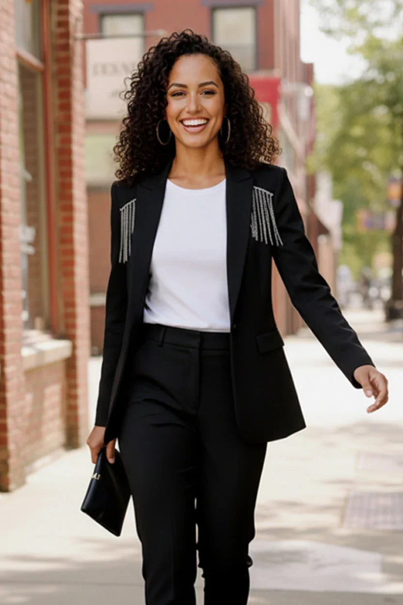 Holiday Glam Tassel Blazer | Daverri Fashions