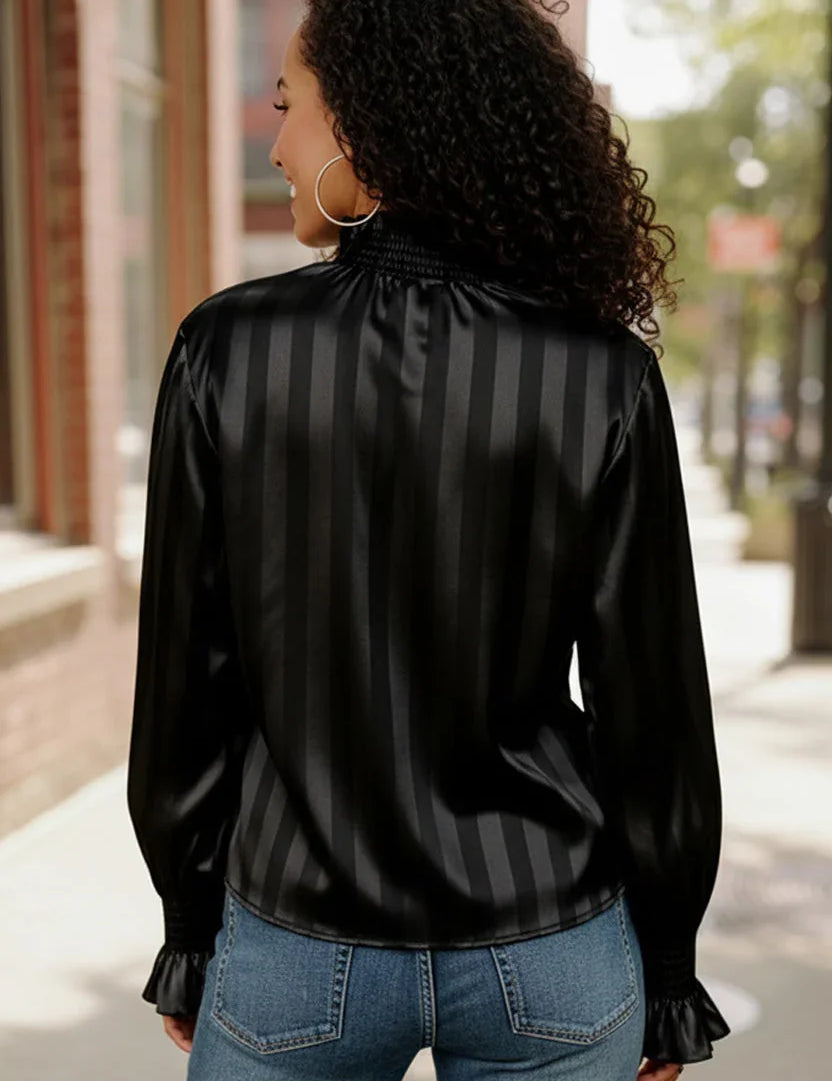 The Satin Scene High Neck Blouse | Daverri Fashions