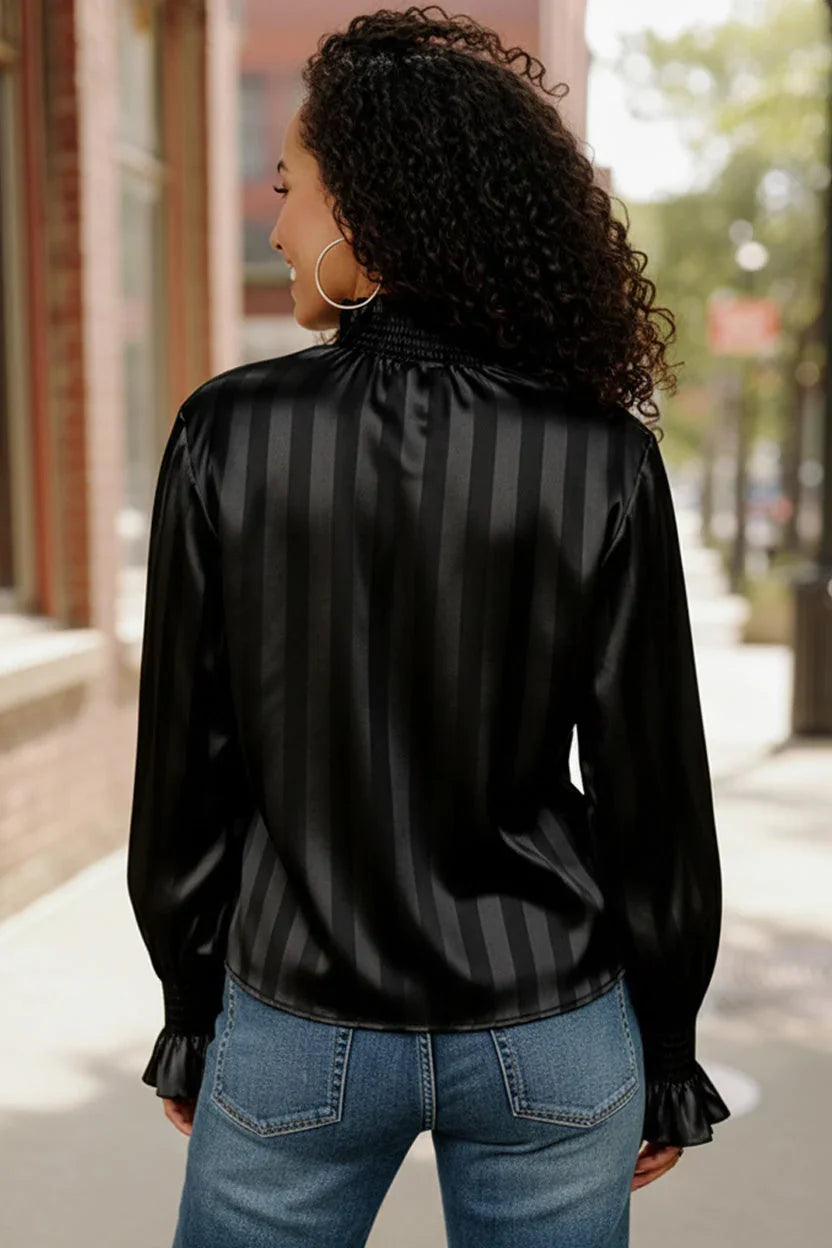 The Satin Scene High Neck Blouse | Daverri Fashions