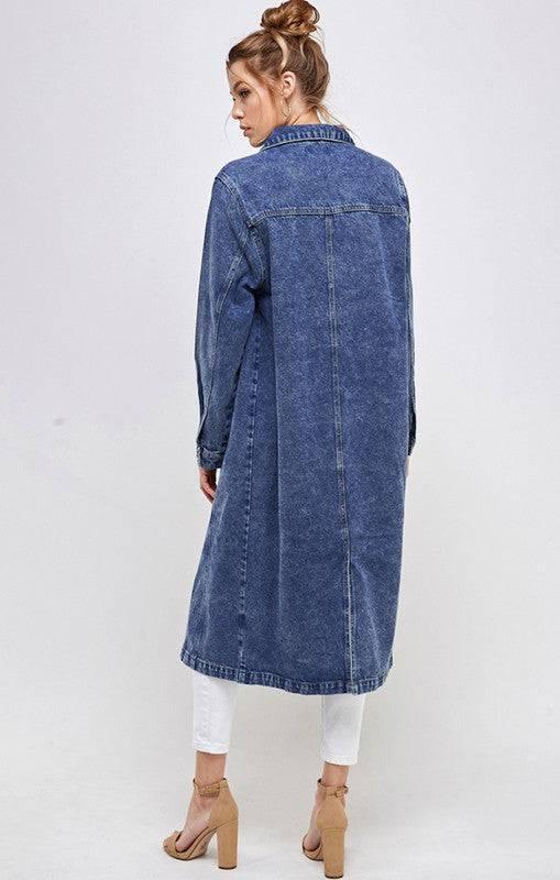 Longline button denim jacket Coats & Jackets